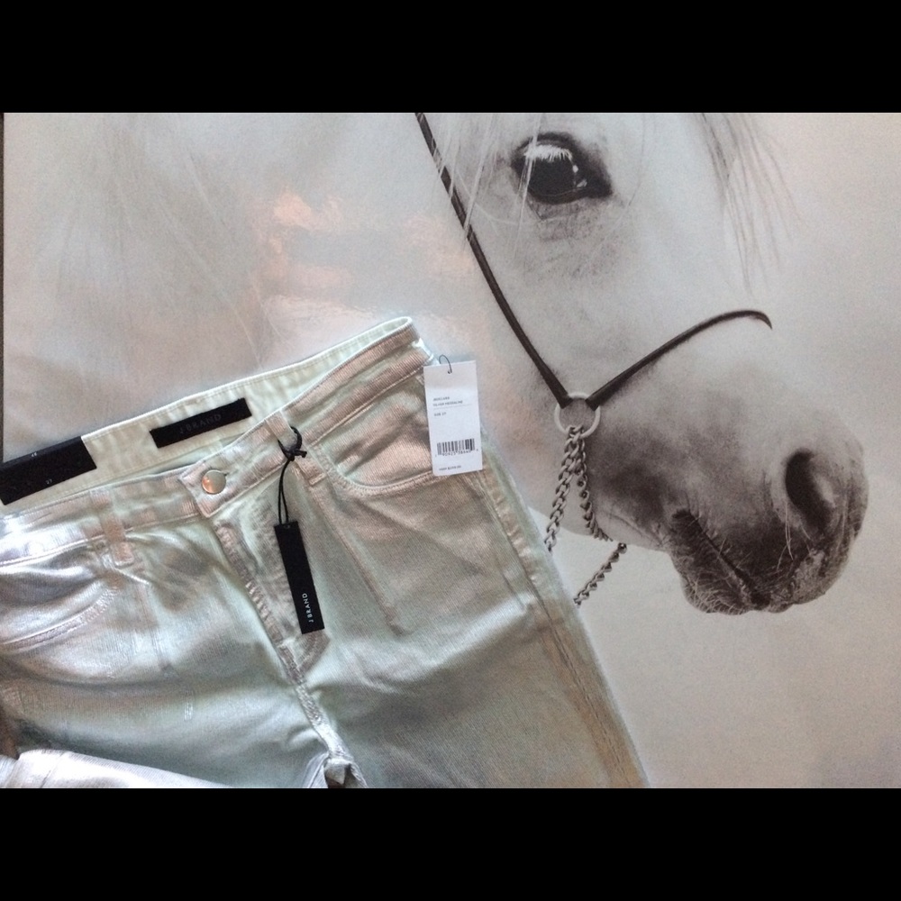 J Brand Silver Mesaline white color metallic shine